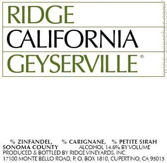 Ridge Vineyards Geyserville 2015 (Halbflasche)
