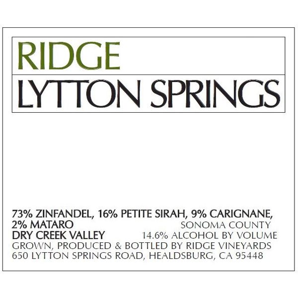 Ridge Vineyards Lytton Springs 2018 (Halbflasche)
