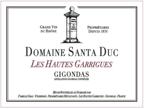 Santa Duc Gigondas Les Hautes Carrigues 2019